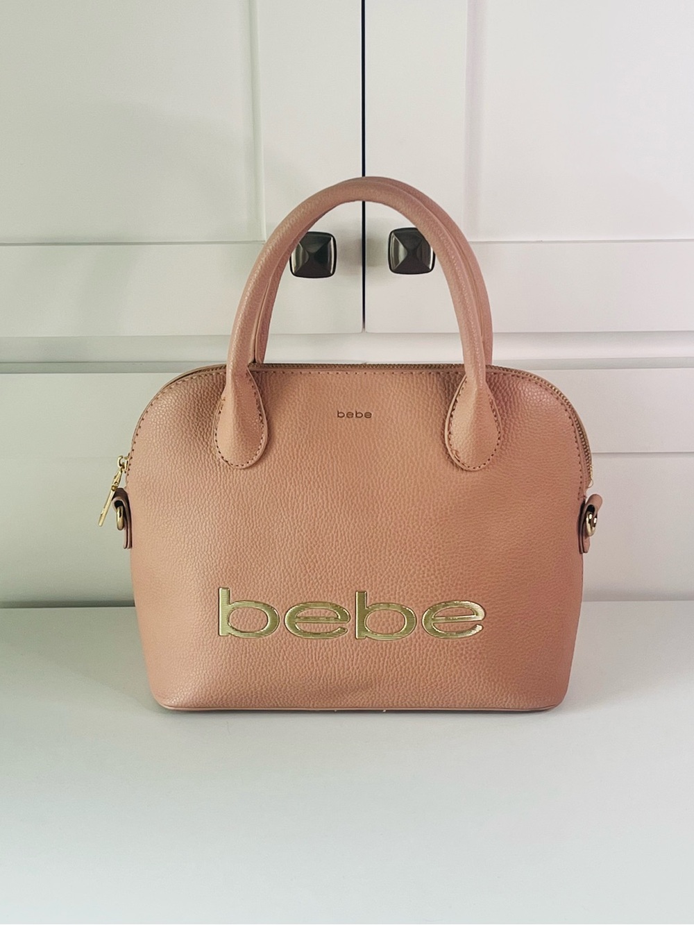 Bebe Fabiola Dome Satchel Purse Light Pink